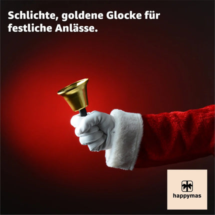Glocke Gold Weihnachtsmann Accessoire - Nikolausglocke & Weihnachtsglocke - extra lauter Klang - Weihnachtsmann & Nikolaus