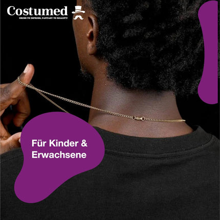 Goldkette 80er 90er Jahre Panzerkette ca. 50 cm Goldkettchen wie Rapper Gangster Fokuhila Accessoires für Fasching Karneval