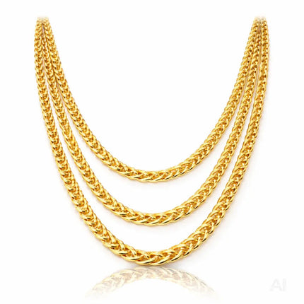 Goldkette Panzerkette ca. 50 cm – Goldkettchen 80er 90er Jahre wie Rapper Gangster Vokuhila – Accessoires für Fasching Karneval