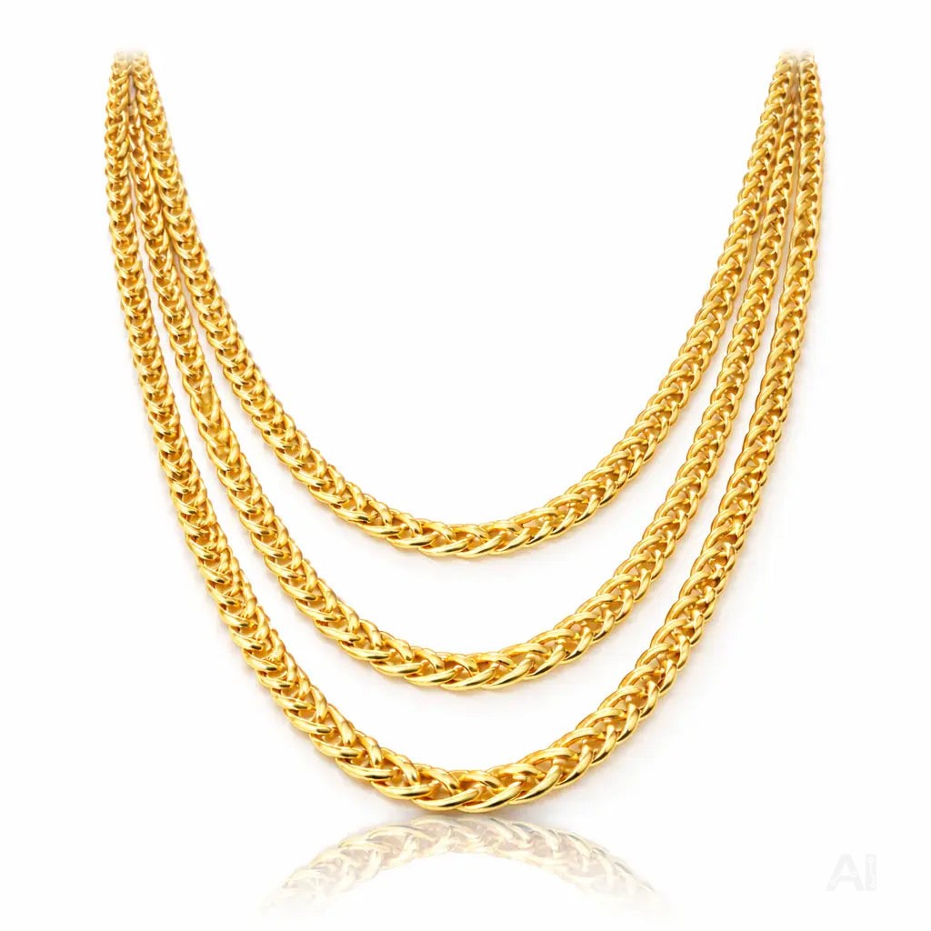 Goldkette Panzerkette ca. 50 cm – Goldkettchen 80er 90er Jahre wie Rapper Gangster Vokuhila – Accessoires für Fasching Karneval