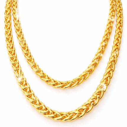 Goldkette Panzerkette ca. 50 cm – Goldkettchen wie Rapper Gangster Vokuhila – Accessoires 80er 90er Jahre für Fasching Karneval