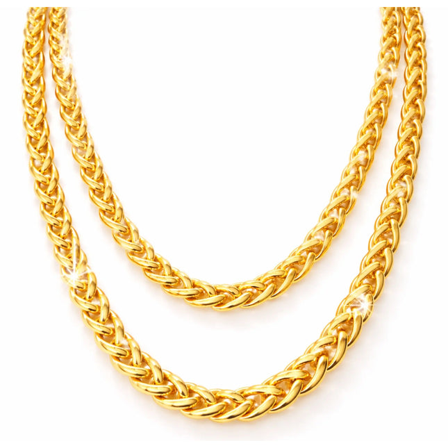 Goldkette Panzerkette ca. 50 cm – Goldkettchen wie Rapper Gangster Vokuhila – Accessoires 80er 90er Jahre für Fasching Karneval