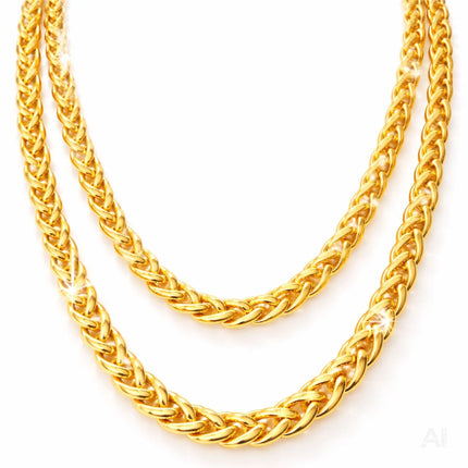 Goldkette Panzerkette ca. 50 cm – Goldkettchen wie Rapper Gangster Vokuhila – Accessoires 80er 90er Jahre für Fasching Karneval