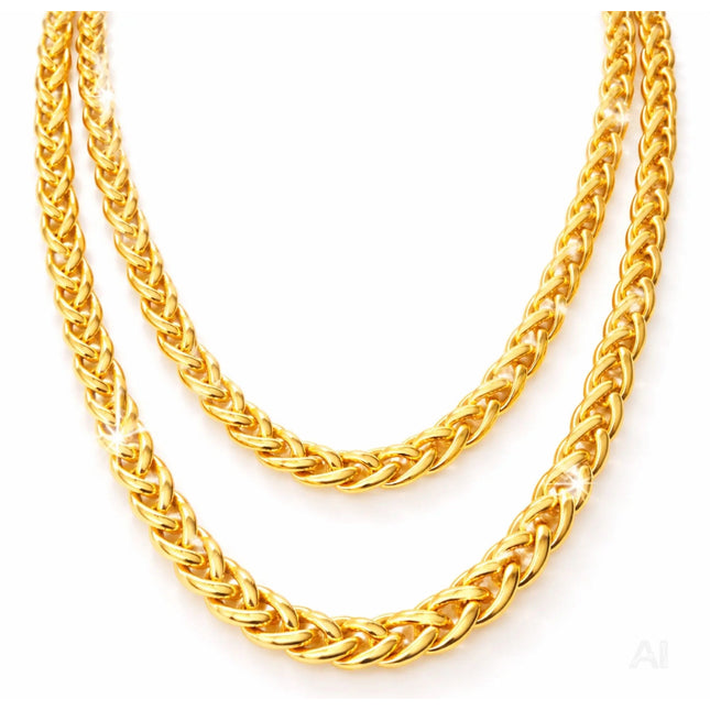 Goldkette Panzerkette ca. 50 cm – Goldkettchen wie Rapper Gangster Vokuhila – Accessoires 80er