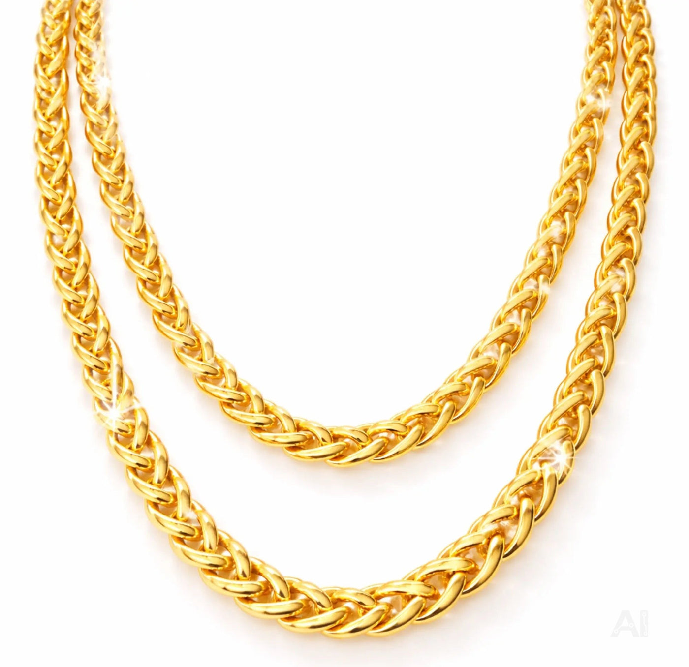 Goldkette Panzerkette ca. 50 cm – Goldkettchen wie Rapper Gangster Vokuhila – Accessoires 80er 90er Jahre für Fasching Karneval