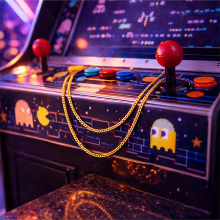 Goldkette Panzerkette ca. 50 cm – Goldkettchen wie Rapper Gangster Vokuhila – Accessoires 80er 90er Jahre für Fasching Karneval