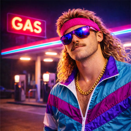 Goldkette Panzerkette ca. 50 cm – Goldkettchen wie Rapper Gangster Vokuhila – Accessoires 80er 90er Jahre für Fasching Karneval