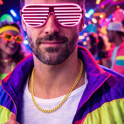 Goldkette Panzerkette ca. 50 cm – Goldkettchen wie Rapper Gangster Vokuhila – Accessoires 80er 90er Jahre für Fasching Karneval