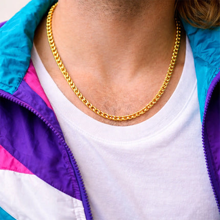 Goldkette ca 50 cm – Panzerkette gold als Accessoire für Fasching & Karneval – 80er & 90er Jahre Motto wie Vokuhila & Gangster