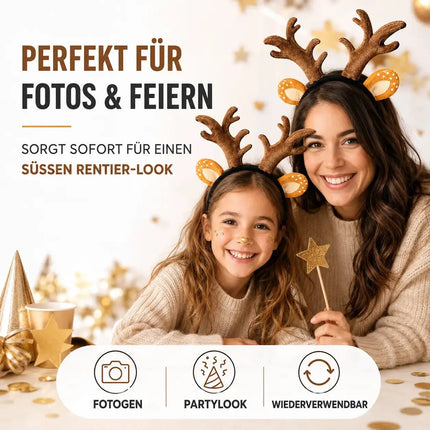 Haarreif Kopfhut Rentier Reh Geweih – Fasching & Karneval für Erwachsene & Kinder – Detailansicht 2