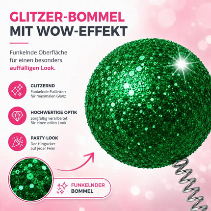 Haarreif Kopfhut mit Schmetterling Bommel Wackel Alien Fühler – Fasching & Karneval für Erwachsene & Kinder – Fastnachtskostüme (Grün)