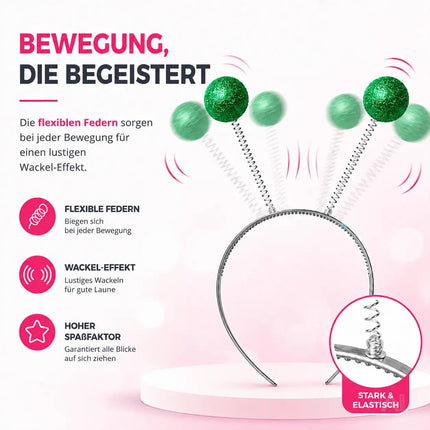 Haarreif Kopfhut mit Schmetterling Bommel Wackel Alien Fühler – Fasching & Karneval für Erwachsene & Kinder – Fastnachtskostüme (Grün)