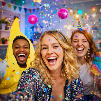 Haarreif mit Bommel – Lustiges Faschings-Accessoire für Karneval & Mottopartys (Pink)