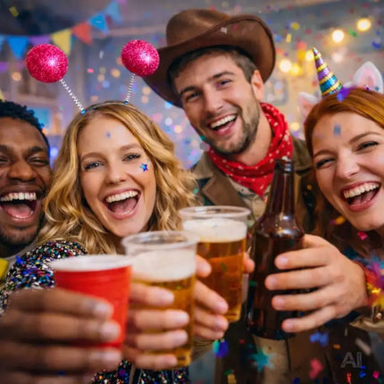 Haarreif mit Bommel – Lustiges Faschings-Accessoire für Karneval & Mottopartys (Pink)