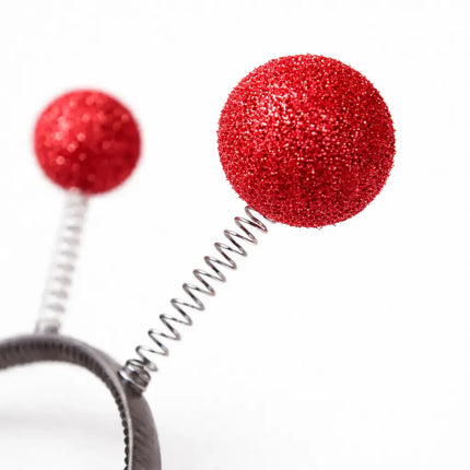 Haarreif mit Bommel – Lustiges Faschings-Accessoire für Karneval & Mottopartys (Rot)
