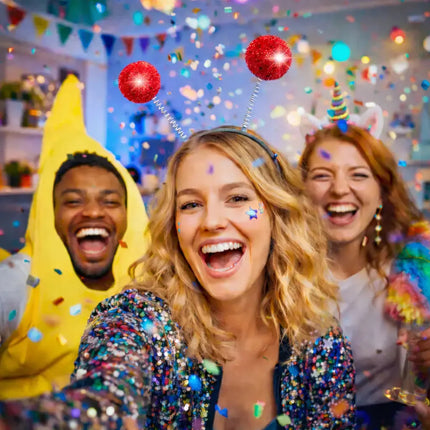 Haarreif mit Bommel – Lustiges Faschings-Accessoire für Karneval & Mottopartys (Rot)