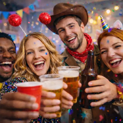 Haarreif mit Bommel – Lustiges Faschings-Accessoire für Karneval & Mottopartys (Rot)