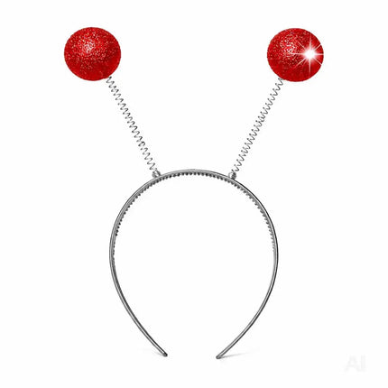 Haarreif mit Bommel – Lustiges Faschings-Accessoire für Karneval & Mottopartys (Rot)