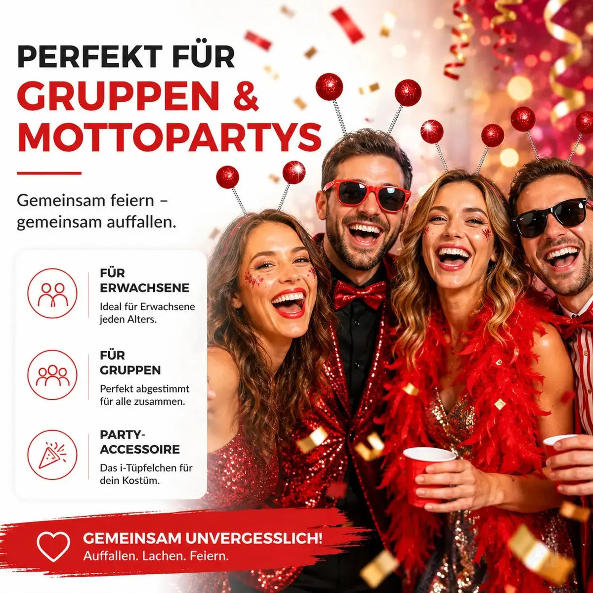 Haarreif Kopfhut mit Schmetterling Bommel Wackel Alien Fühler – Fasching & Karneval – Detailansicht 2