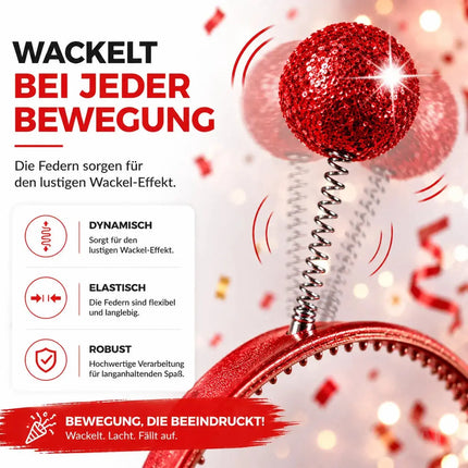 Haarreif Kopfhut mit Schmetterling Bommel Wackel Alien Fühler – Fasching & Karneval für Erwachsene & Kinder – Fastnachtskostüme (Rot)