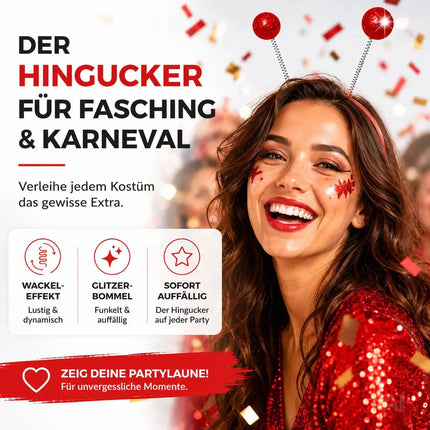 Haarreif Kopfhut mit Schmetterling Bommel Wackel Alien Fühler – Fasching & Karneval für Erwachsene & Kinder – Fastnachtskostüme (Rot)