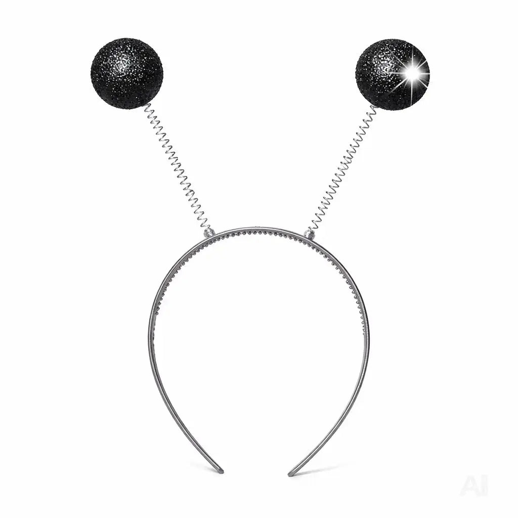 Haarreif Kopfhut mit Schmetterling Bommel Wackel Alien Fühler – Fasching & Karneval für Erwachsene & Kinder – Fastnachtskostüme (Schwarz)