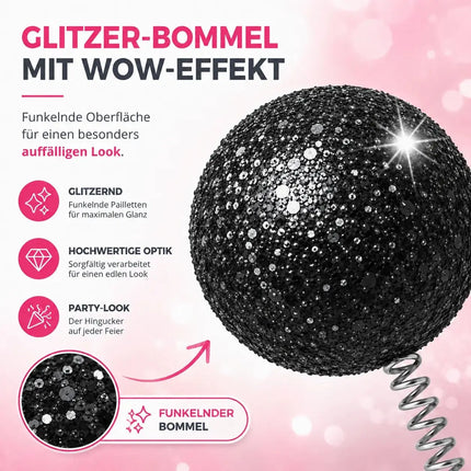 Haarreif Kopfhut mit Schmetterling Bommel Wackel Alien Fühler – Fasching & Karneval für Erwachsene & Kinder – Fastnachtskostüme (Schwarz)