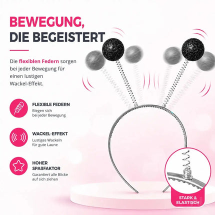 Haarreif Kopfhut mit Schmetterling Bommel Wackel Alien Fühler – Fasching & Karneval für Erwachsene & Kinder – Fastnachtskostüme (Schwarz)