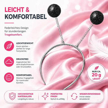 Haarreif Kopfhut mit Schmetterling Bommel Wackel Alien Fühler – Fasching & Karneval für Erwachsene & Kinder – Fastnachtskostüme (Schwarz)