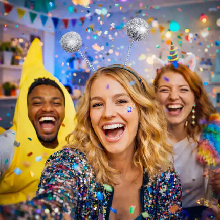 Haarreif mit Bommel – Lustiges Faschings-Accessoire für Karneval & Mottopartys (Silber)
