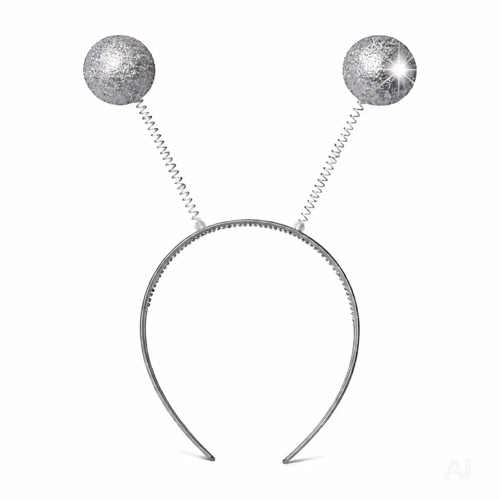 Haarreif Kopfhut mit Schmetterling Bommel Wackel Alien Fühler – Fasching & Karneval für Erwachsene & Kinder – Fastnachtskostüme (Silber)