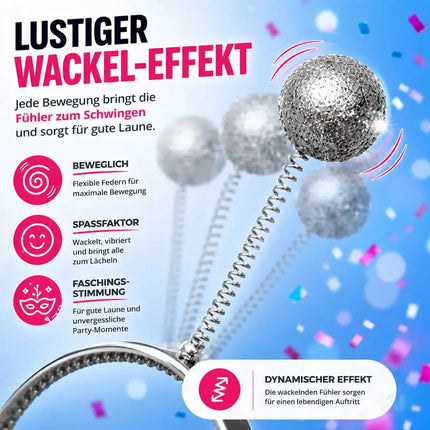 Haarreif Kopfhut mit Schmetterling Bommel Wackel Alien Fühler – Fasching & Karneval – Detailansicht 5