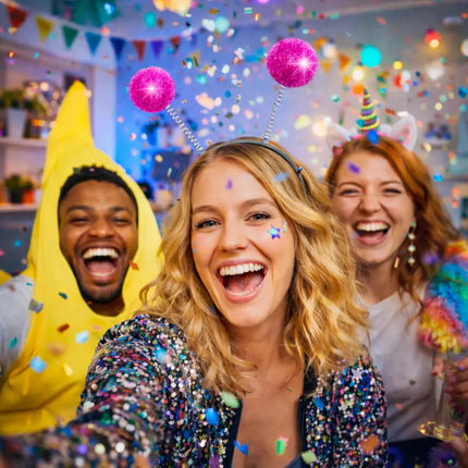 Haarreif mit Bommel – Lustiges Faschings-Accessoire für Karneval & Mottopartys (Pink)