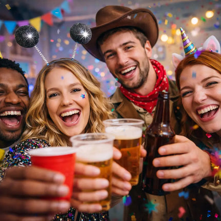 Haarreif mit Bommel – Lustiges Faschings-Accessoire für Karneval & Mottopartys (Schwarz)