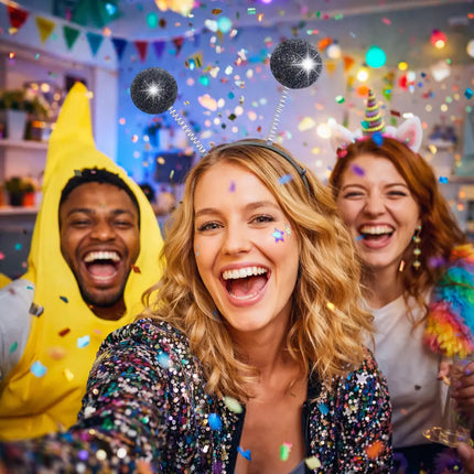 Haarreif mit Bommel – Lustiges Faschings-Accessoire für Karneval & Mottopartys (Schwarz)