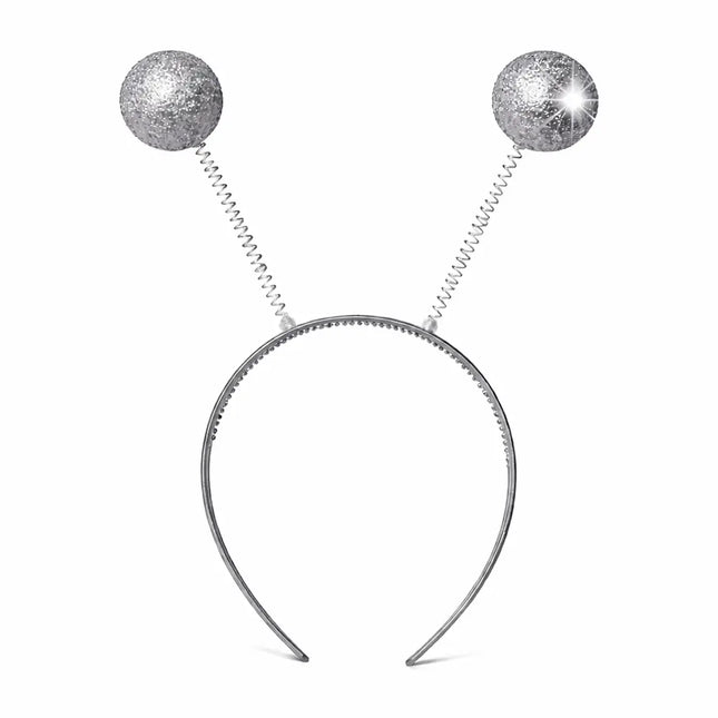 Haarreif mit Bommel – Lustiges Faschings-Accessoire für Karneval & Mottopartys (Silber)