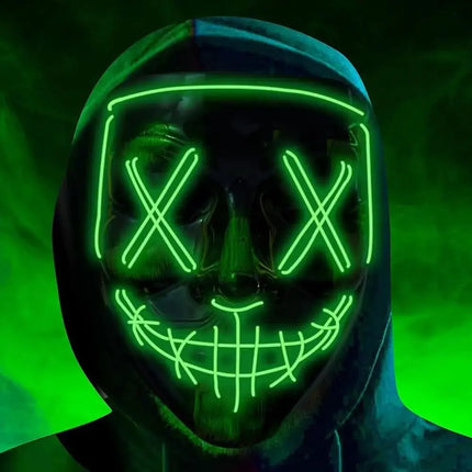 Halloween Maske Purge LED - Kostümmaske steuerbar für Halloween, Fasching & Karneval