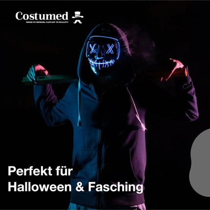 Halloween Maske Purge LED - Kostümmaske steuerbar für Halloween, Fasching & Karneval