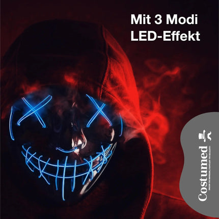 Halloween Maske Purge LED - Kostümmaske steuerbar für Halloween, Fasching & Karneval