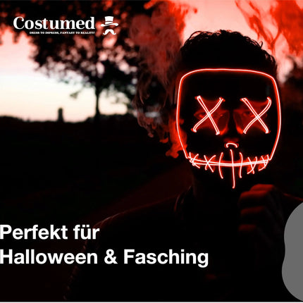 Halloween Maske Purge LED - Kostümmaske steuerbar für Halloween, Fasching & Karneval