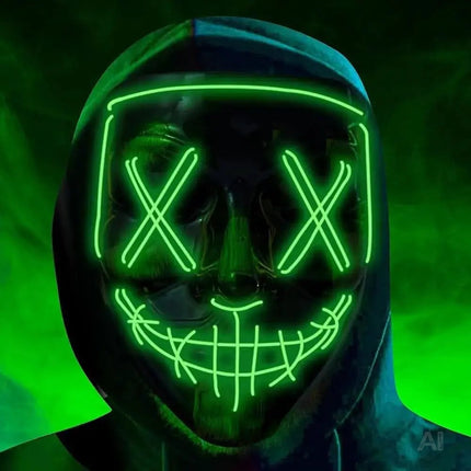 Halloween Maske Purge LED - Kostümmaske steuerbar für Halloween, Fasching & Karneval