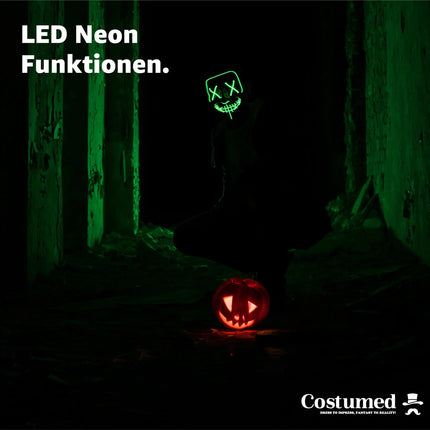 Halloween Maske Purge LED - Kostümmaske steuerbar für Halloween, Fasching & Karneval
