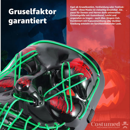Halloween Maske Purge LED - Kostümmaske steuerbar für Halloween, Fasching & Karneval