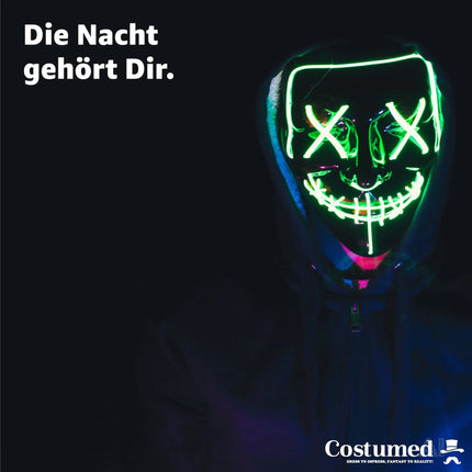 Halloween Maske Purge LED - Kostümmaske steuerbar für Halloween, Fasching & Karneval