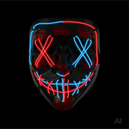 Halloween Maske Purge LED - Kostümmaske steuerbar für Halloween, Fasching & Karneval