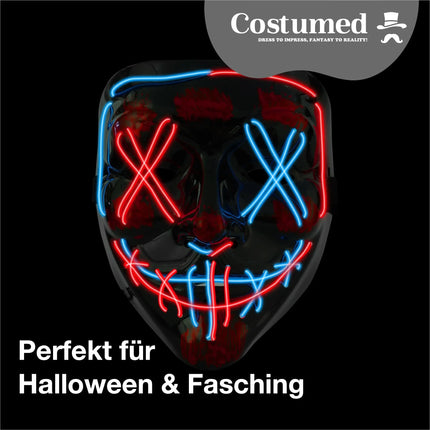 Halloween Maske Purge LED - Kostümmaske steuerbar für Halloween, Fasching & Karneval