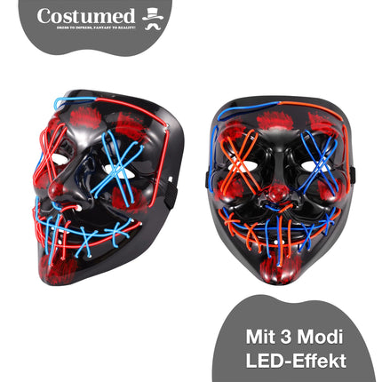 Halloween Maske Purge LED - Kostümmaske steuerbar für Halloween, Fasching & Karneval