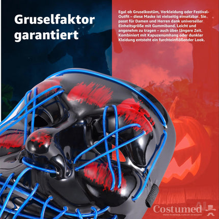 Halloween Maske Purge LED blau - Kostümmaske steuerbar für Halloween, Fasching & Karneval – Detailansicht 5