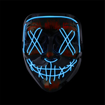 Halloween Maske Purge LED blau - Kostümmaske steuerbar für Halloween, Fasching & Karneval als Kostüm & Verleidung für Herren & Damen
