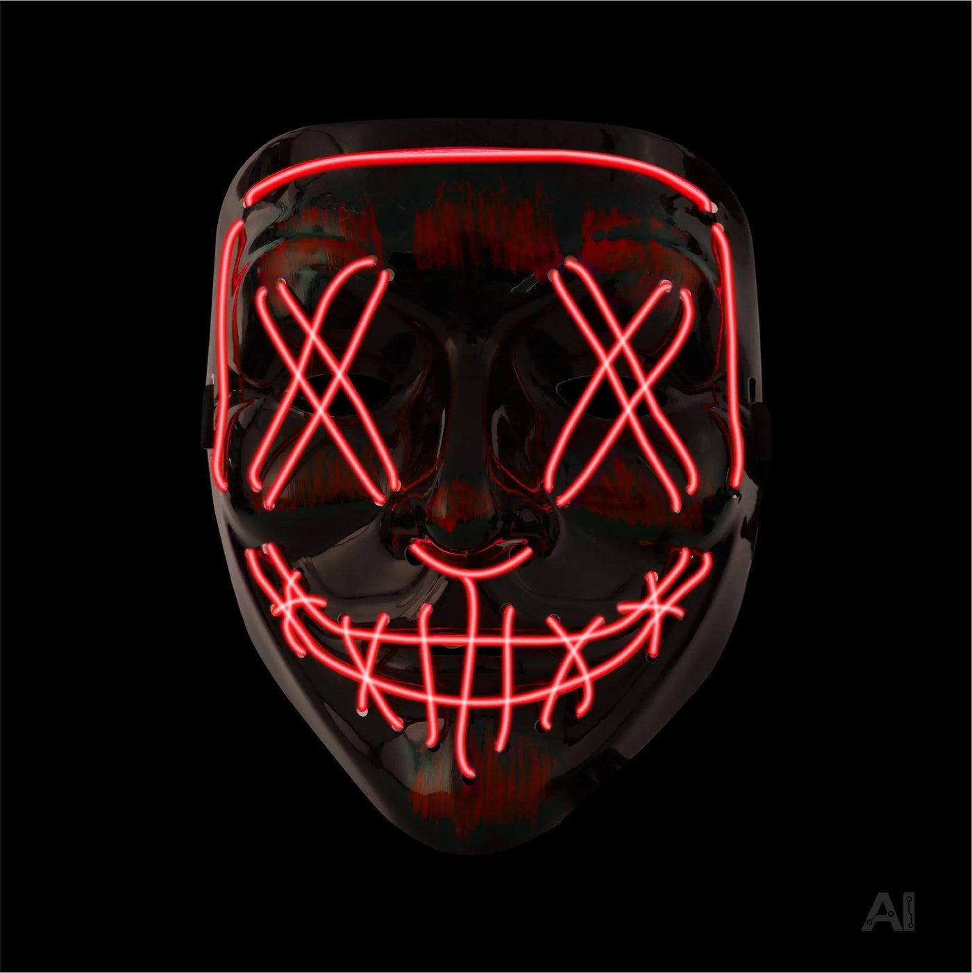 Halloween Maske Purge LED rot - Kostümmaske steuerbar für Halloween, Fasching & Karneval